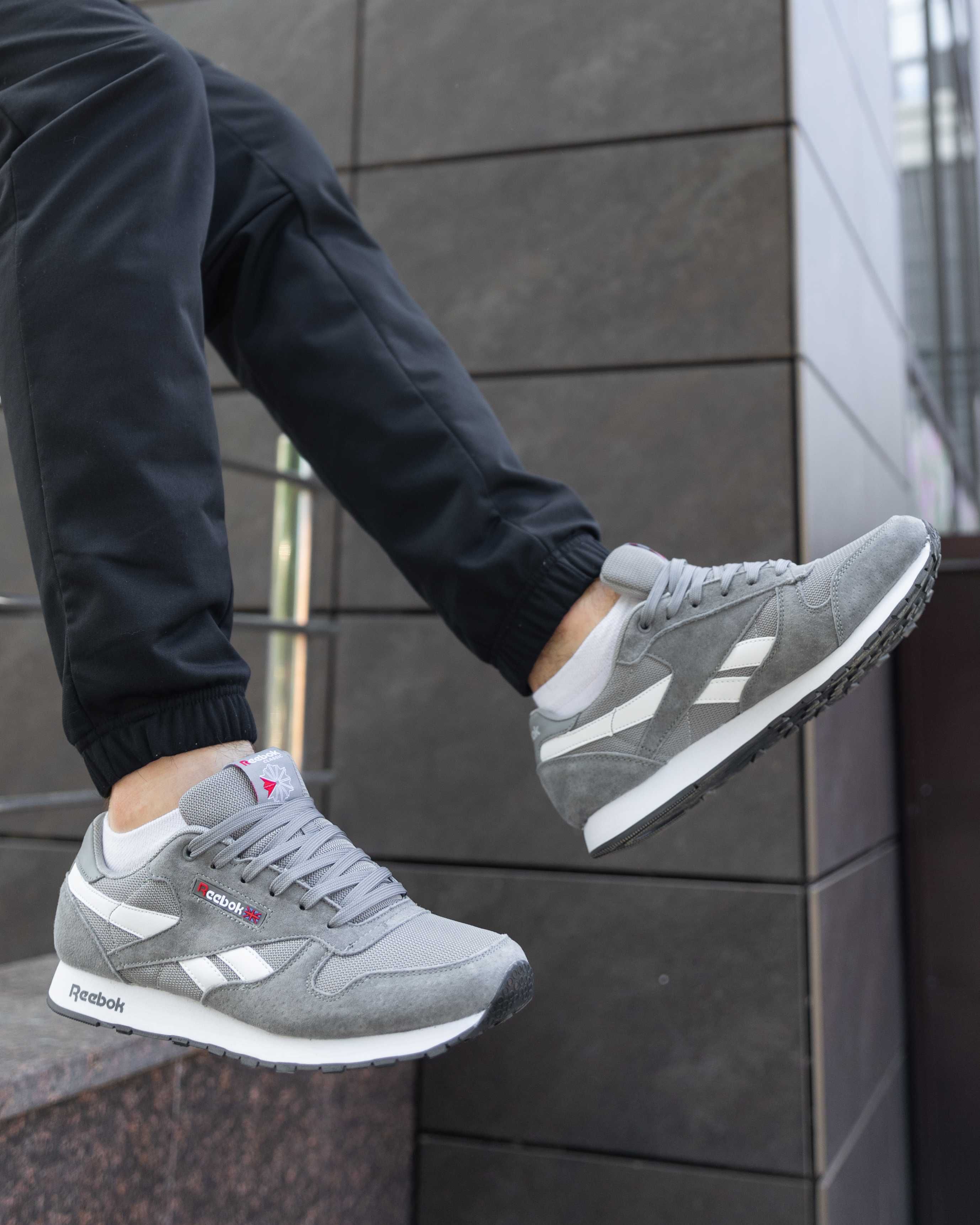 Кроссовки мужские Рибок Классик Reebok Classic Leather Grey White