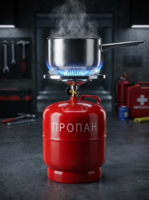 Газовий балон, комплект 5л, 8л, 12л. Кран-перехідник(Sigma, Intertool)