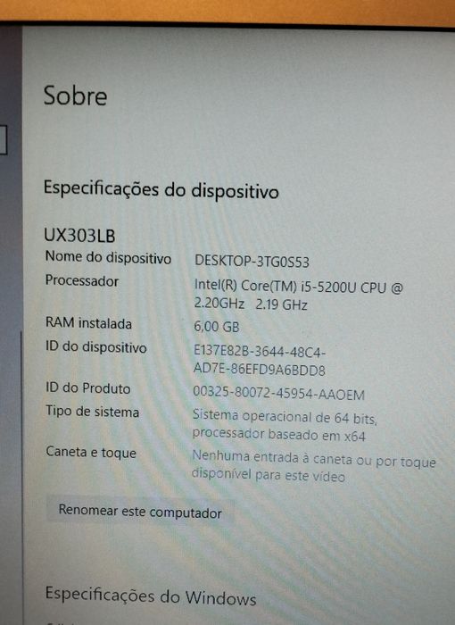 Notebook ASUS ZenBook UX303LB