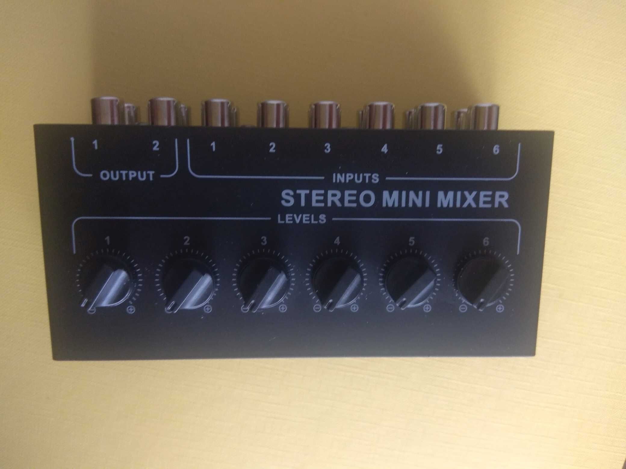 mixer audio stereo, mikser dźwięku, nowy, 6 wejść, 2 wyjścia