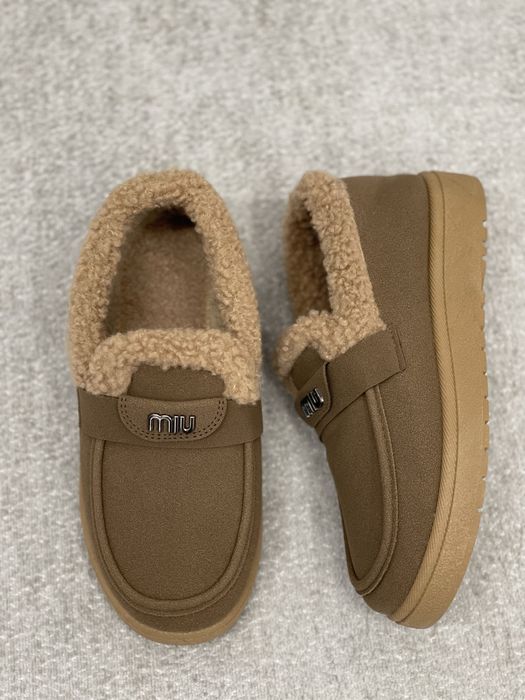 Утеплені лофери Miu шоколад чорний коричневий зима