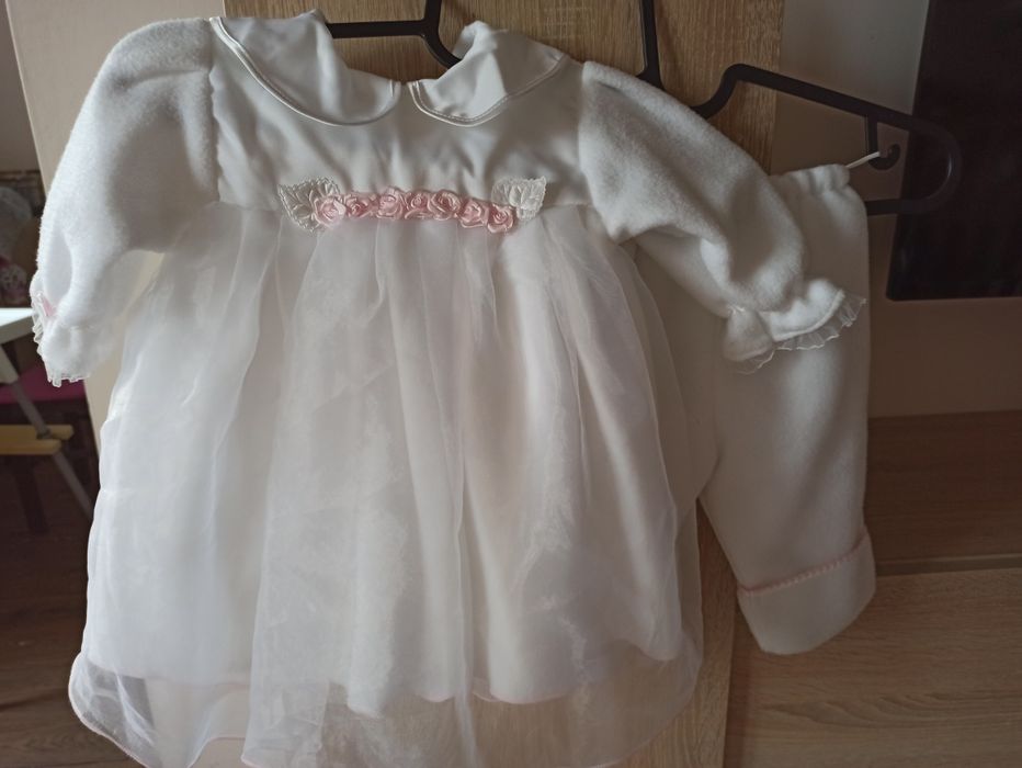 Sukienka, zestaw na chrzest, roczek 74/80