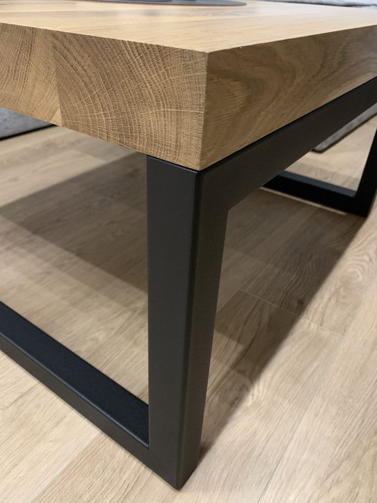 Stół stolik kawowy debowy czarny loft gruby blat 6cm