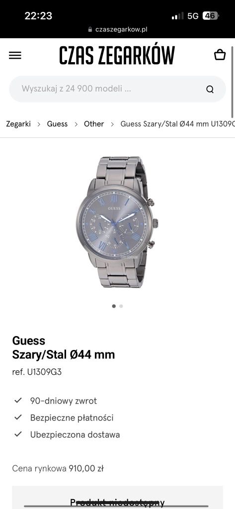 Zegarek Męski Guess U1909G3  (Gunmetal)