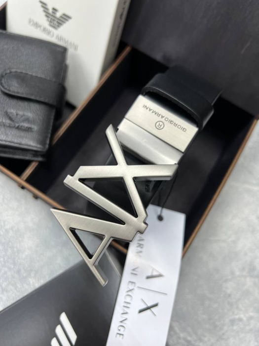 Подарунковий набір для чоловіка з натуральної шкіри ремінь+гаманець