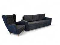 Zestaw komplet wypoczynkowy kanapa Sofia + fotel Uszak. Wersalka, sofa
