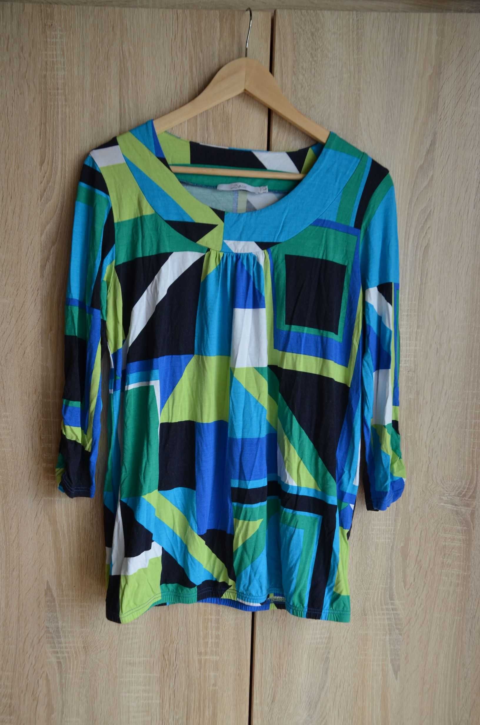 Bluzka z rękawem 3/4 kolorowa wzory cienka 40 L 42 XL