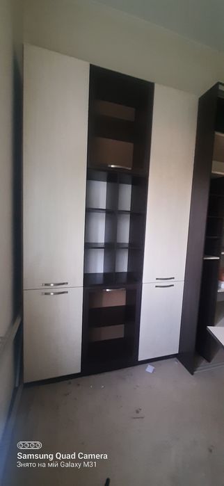 Шкаф вітрина 1600×2800×420 дуб венге та береза иайнау