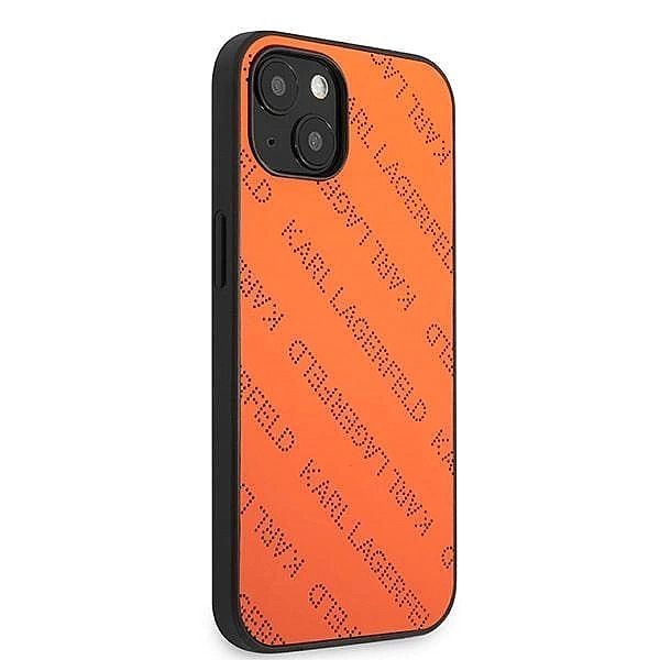 Etui Karl Lagerfeld Perforated Allover na iPhone 13 mini - pomarańczow