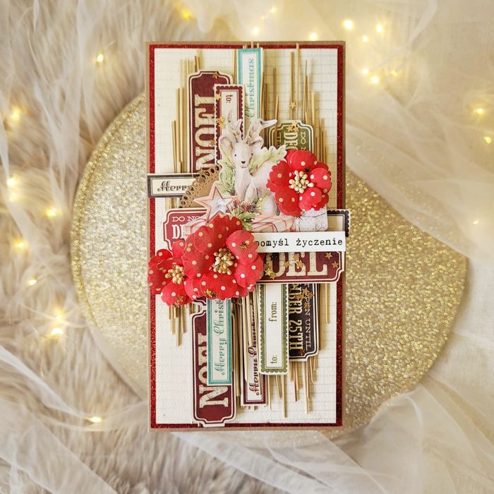 Kartka + pudełko świąteczna scrapbooking ręcznie robiona handmade