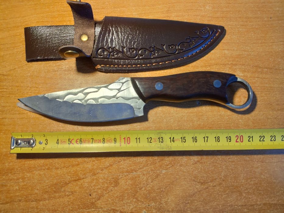 Solidny kuty nóż myśliwski grubość 4mm mocna stal 5Cr15MoV