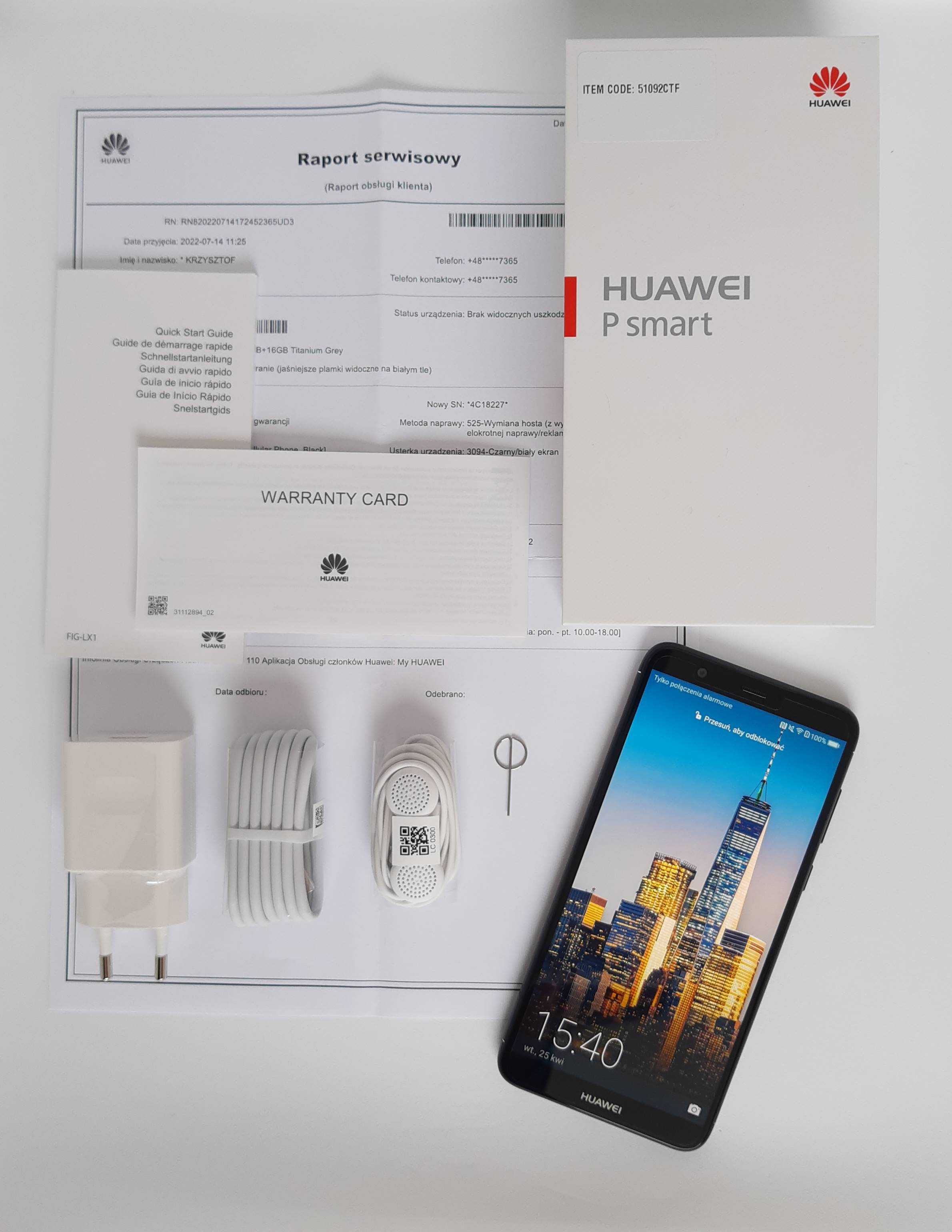 nowy! Huawei P Smart - Android - 32GB/3GB czarny FIG-LX1 - gwarancja