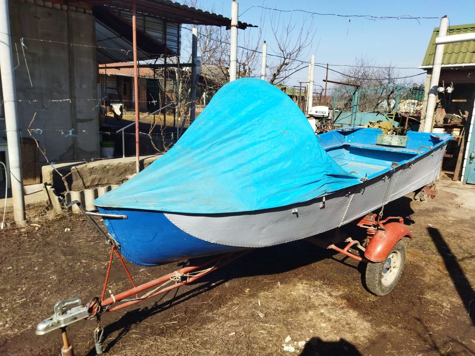 Човен алюмінієвий. Мотор. Причеп. Йорш. Ёрш. Ветерок 8м. Лодка