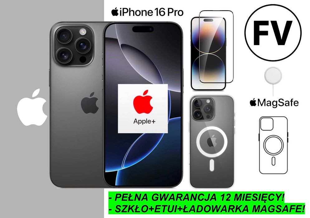 I. NOWY Apple iPhone 16 PRO 256GB Tytan Czarny +DODATKI GW-12msc! FV |