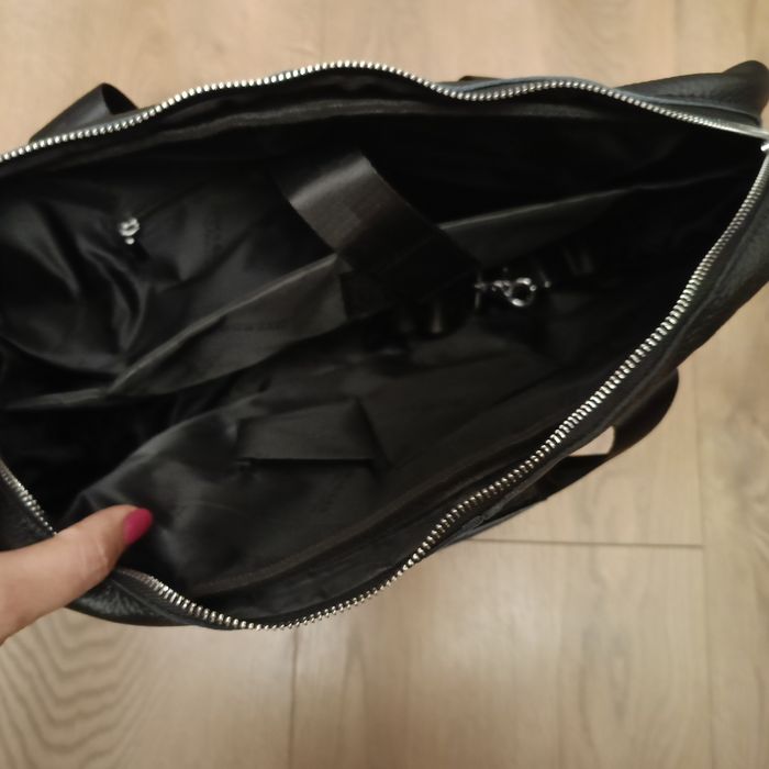 Czarna Torba na laptopa skóra bydlęca