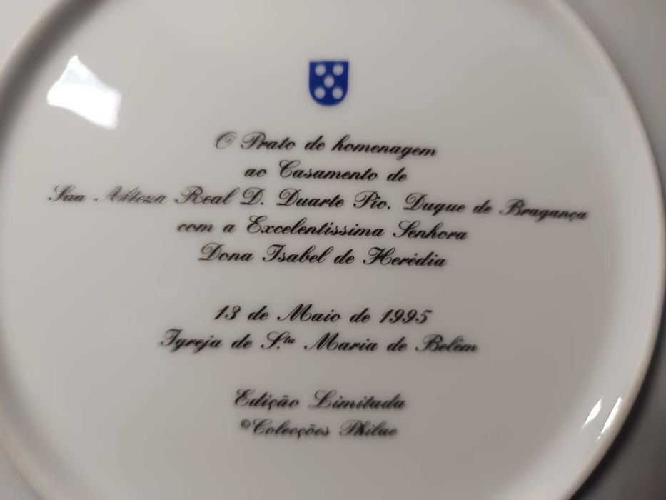 Prato Comemorativo — Casamento de D. Duarte & D. Isabel Herédia (1995)