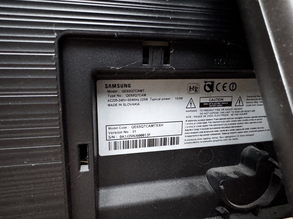 Telewizor QLED Samsung QE65Q7CAM 65 cali 4K uszkodzony