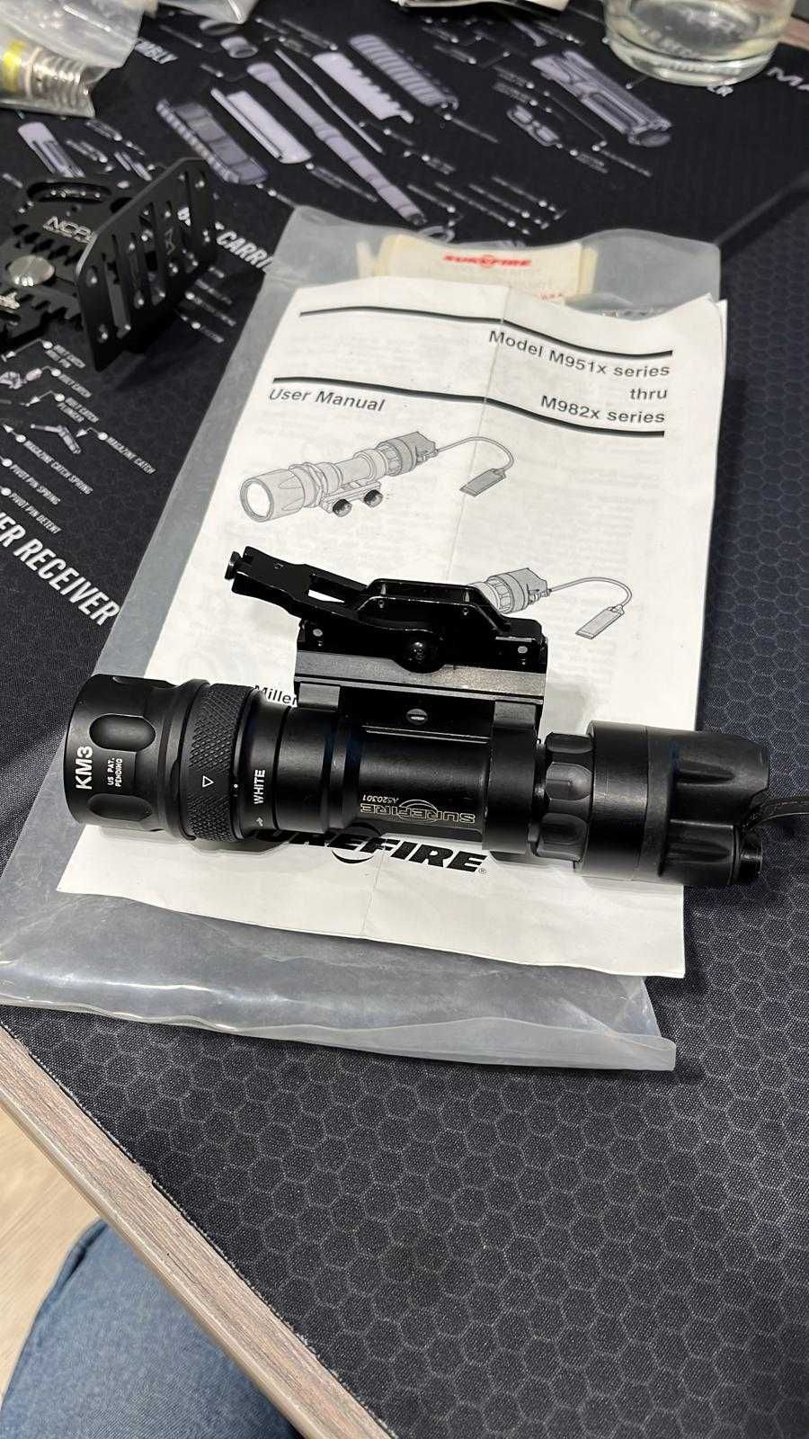 SUREFIRE latarka LED + doświetlacz IR szyna RIS zestaw głowica KM3