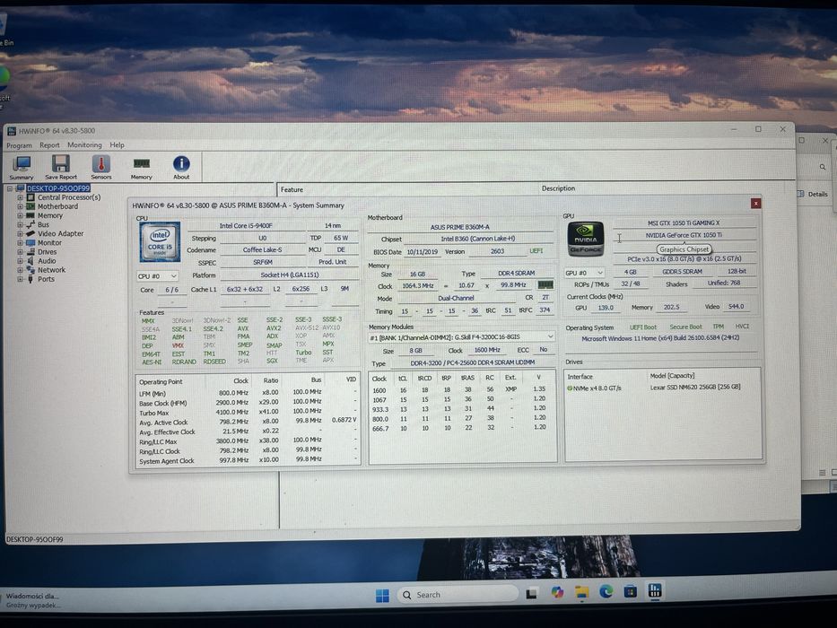 Komputer i5 9400/GTX 1050 ti