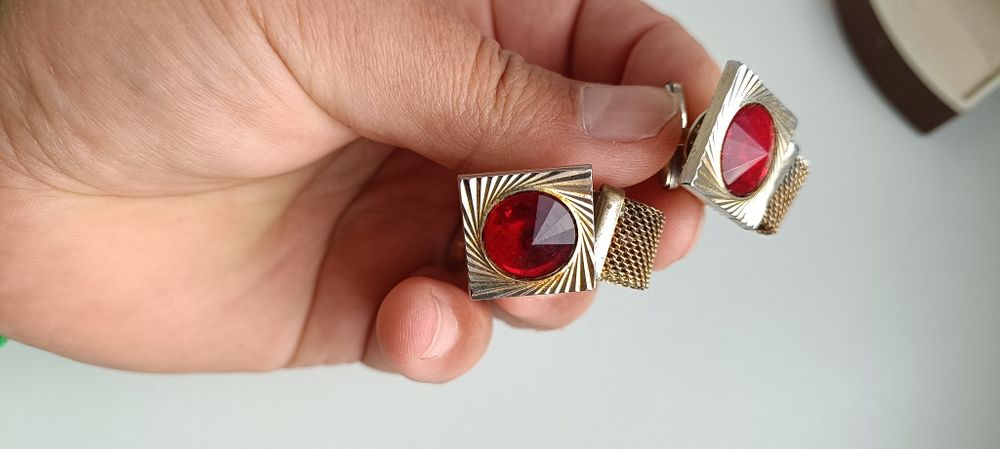 Spinki do mankietow z okresu PRL z lancuszkiem