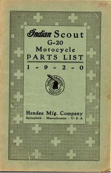 Indian 101 part list, Indian Scout Parts List 1920