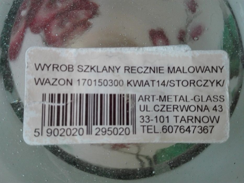 Wazon szklany ,recznie malowany, storczyki