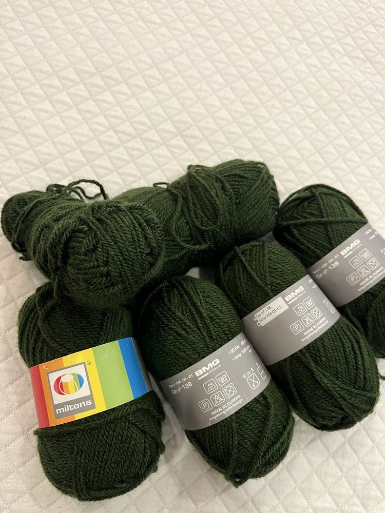 Lã de tricô verde escuro