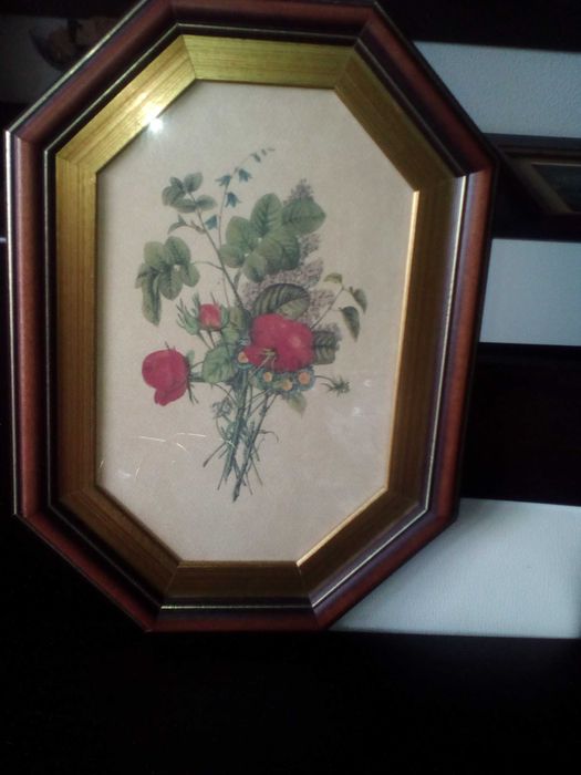 Quadro antigo motivo floral