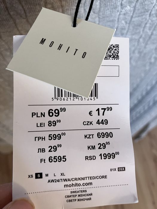 Mohito sweter w warkoczowy splot nowy szary r. s 36