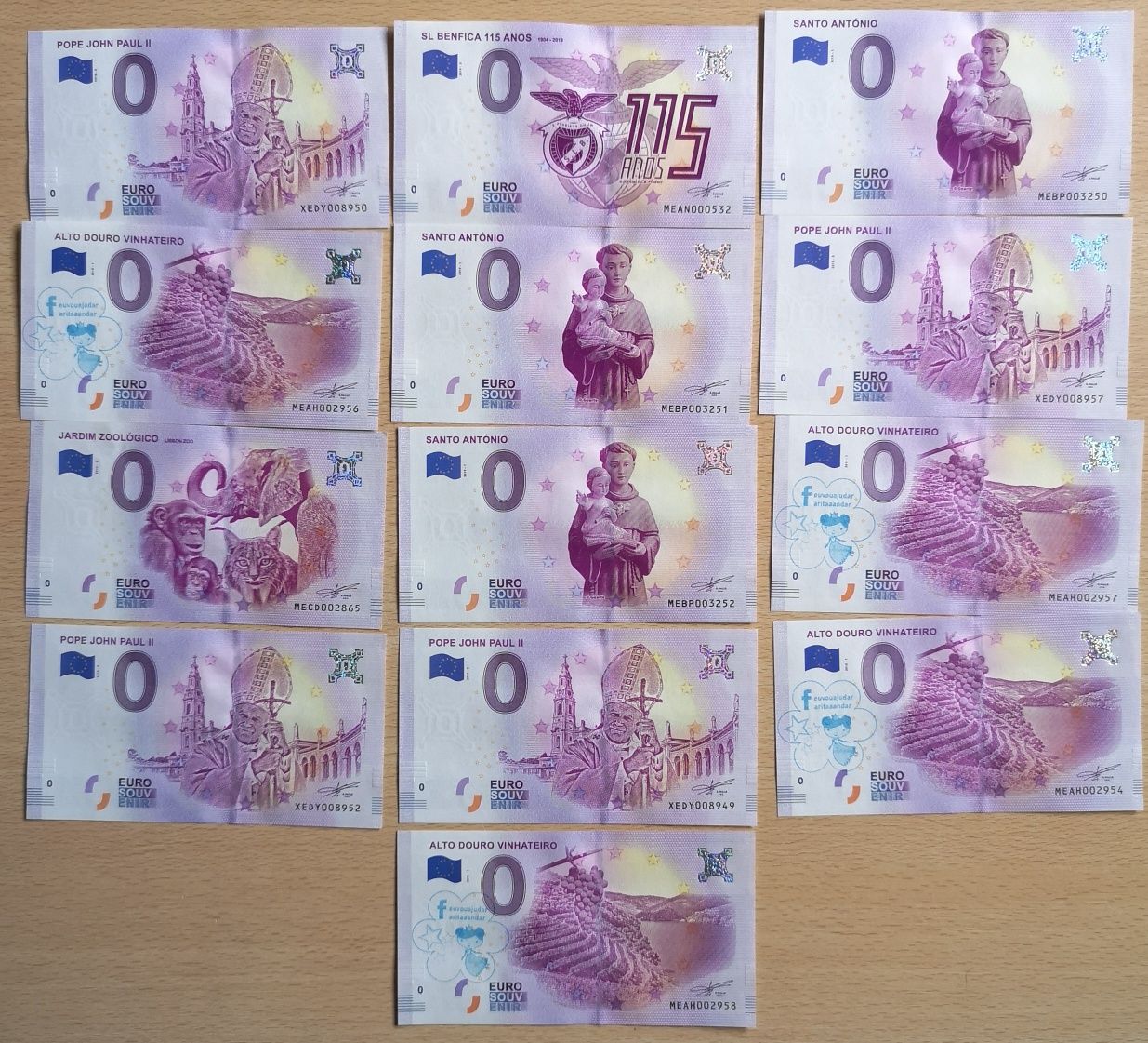 13 notas de 0€ temáticas