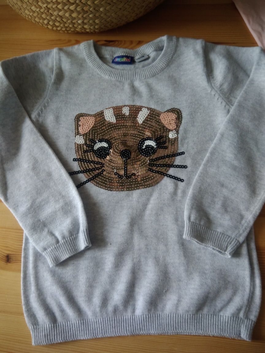 Sweterek i bluzeczka kot kotek 116 dziewczynka