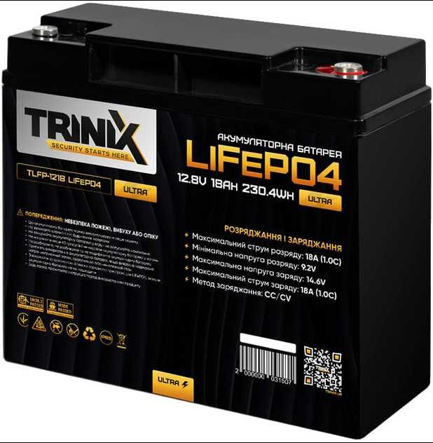 Акумуляторна батарея TriniX TLFP-1218 Ultra LiFePO4 12.8V 18Ah