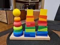 Drewniana piramida do układania, wieża, Montessori. Playtive, lidl