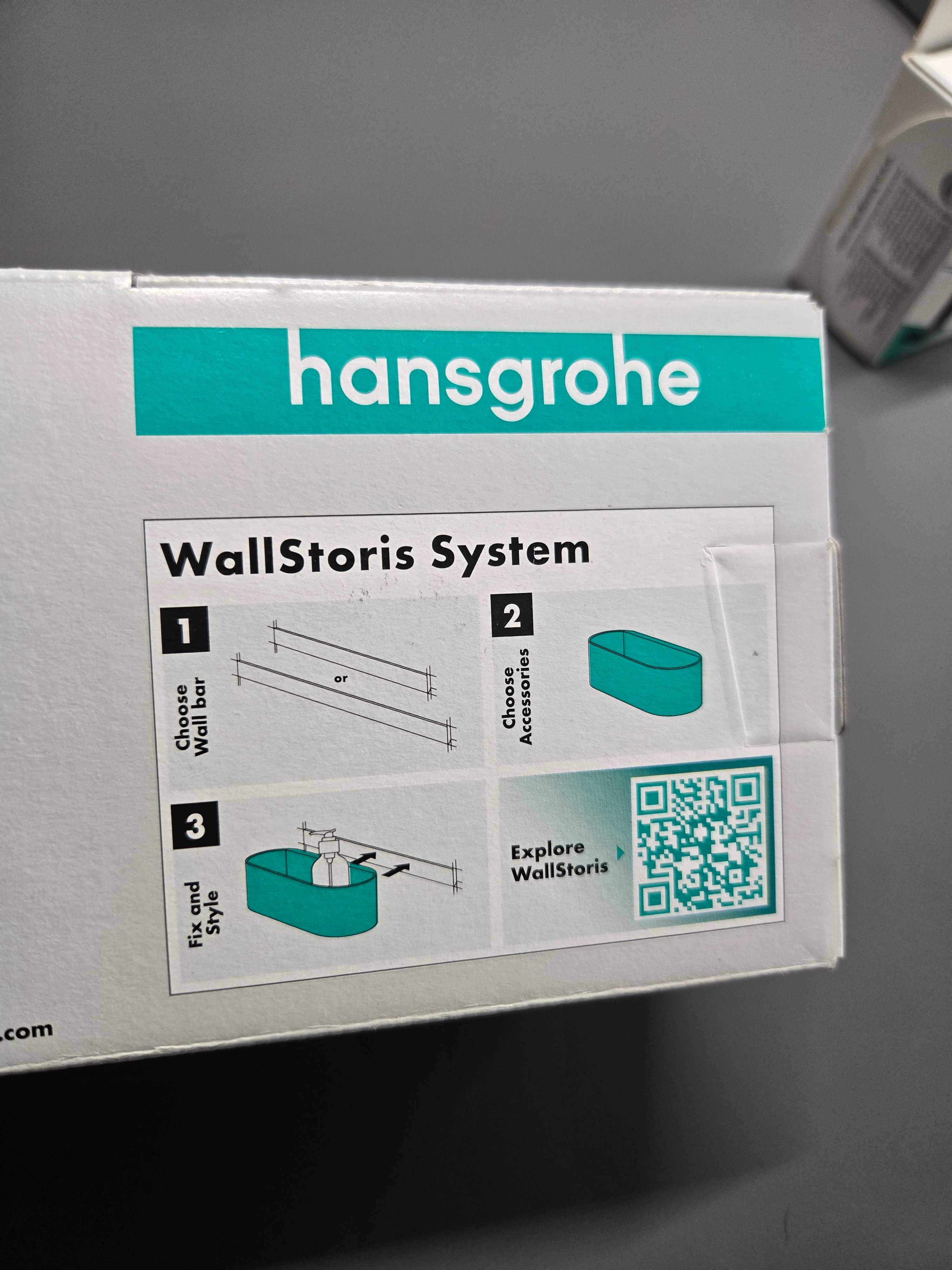 Hansgrohe Wallstoris - akcesoria (koszyk łazienkowy i wieszaki)