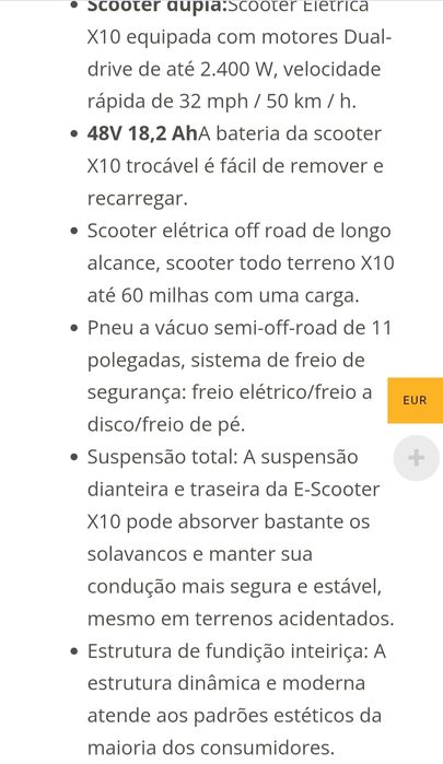 Trotinete elétrica X10 OFF-ROAD