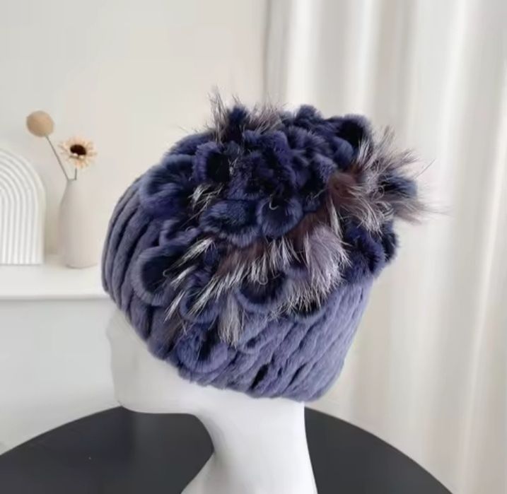 Меховая зимняя шапка для женщин, мех кролика рекс