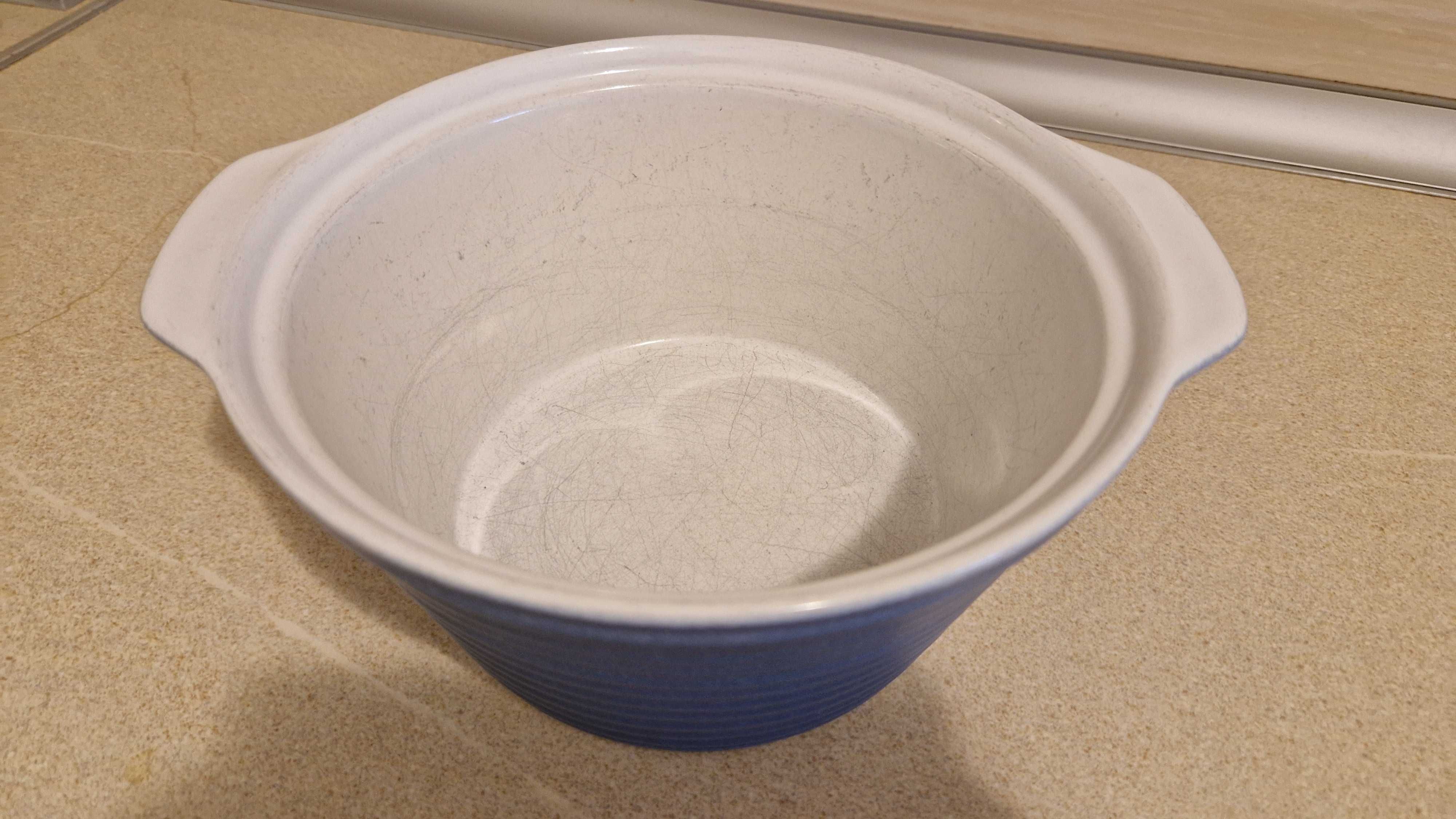 Taça de servir, pode ir ao forno, azul e branco
