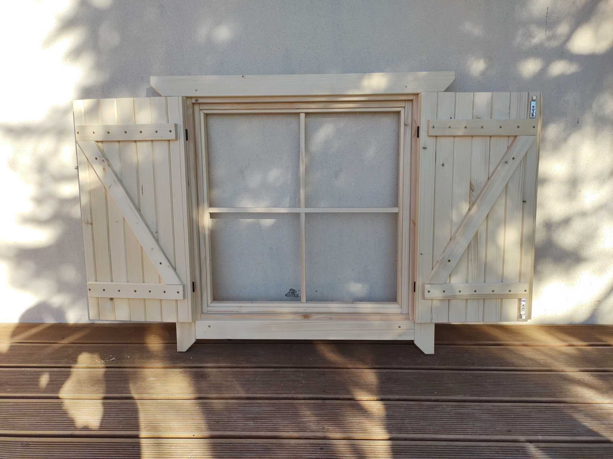 Okno drewniane 70/70 z okiennica #producent#okienko