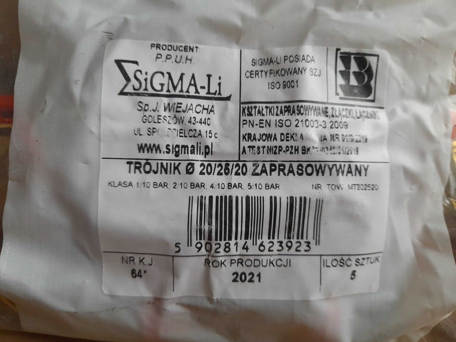 Trójnik 25/20/20    20/25/20 Zaprasowany PEX Sigma-Li