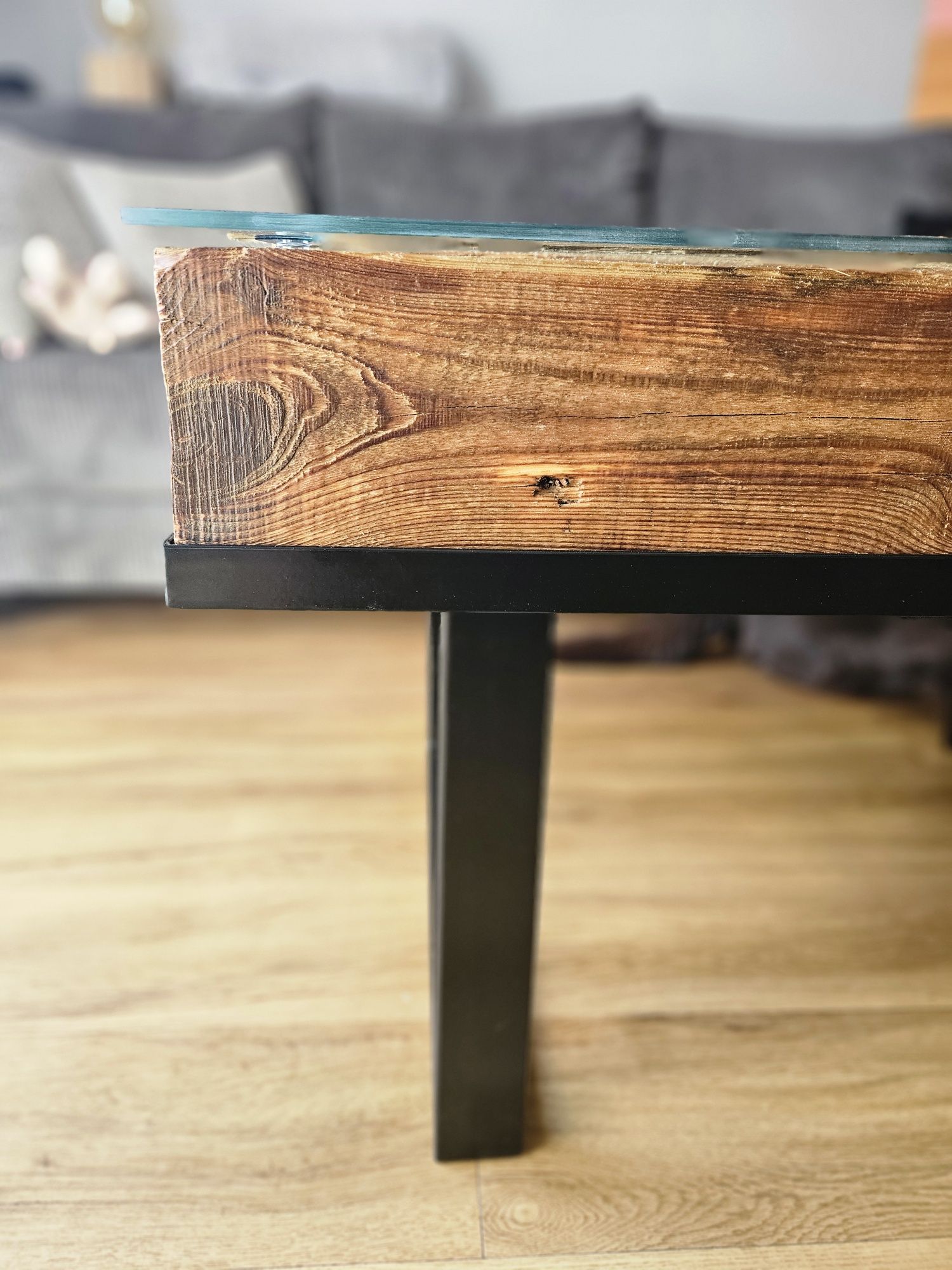 Stolik kawowy 100x60x52 styl loftowy drewno metal