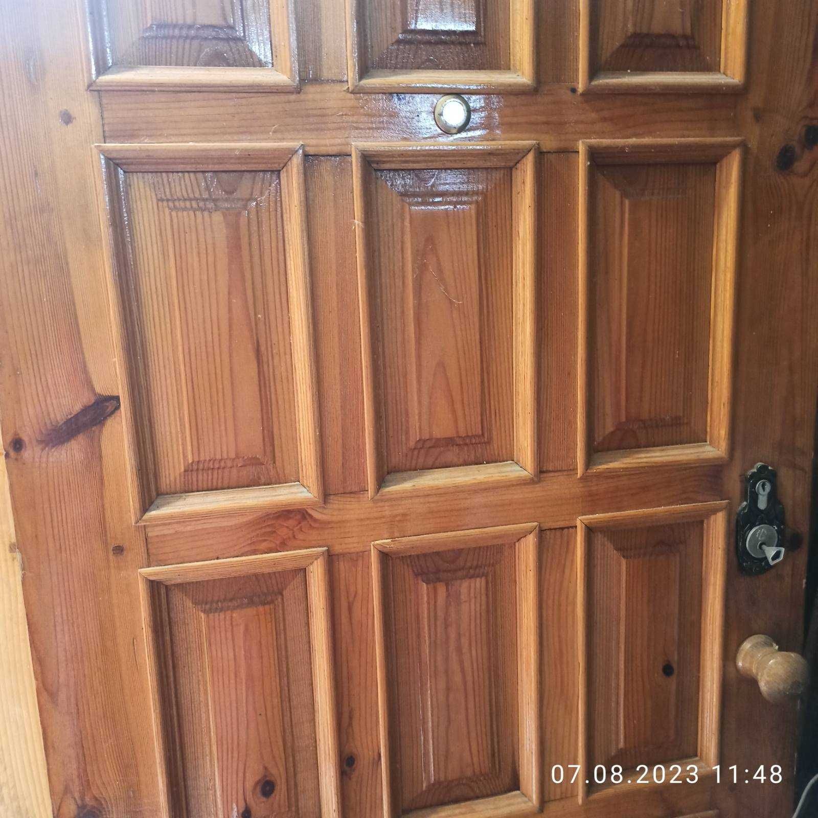 Двері вхідні подвійні дерев'яні (два полотна подвійна коробка)