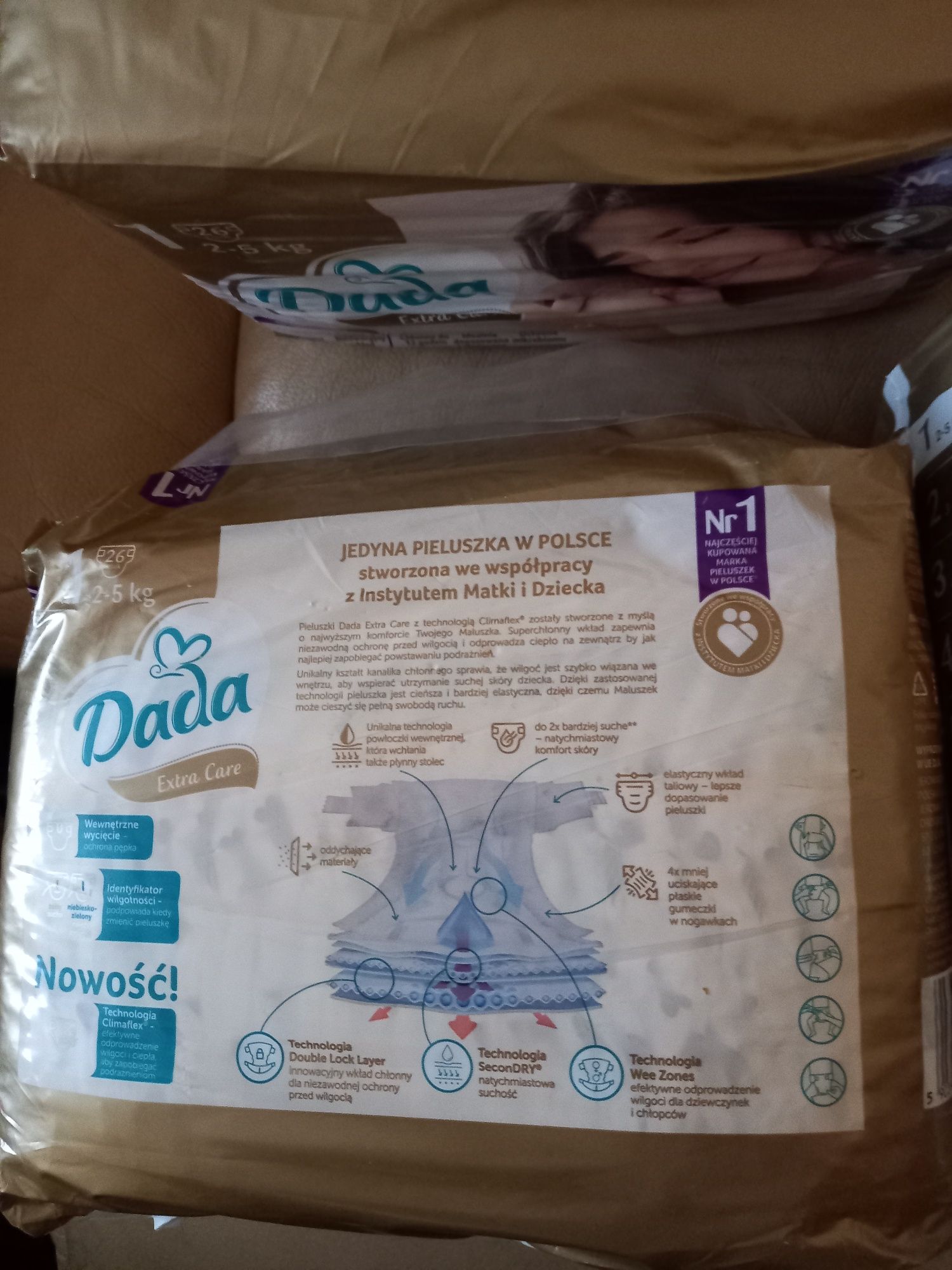 Dada Extra Care rozm.1 pieluchy dla dzieci 2-5kg NOWE
