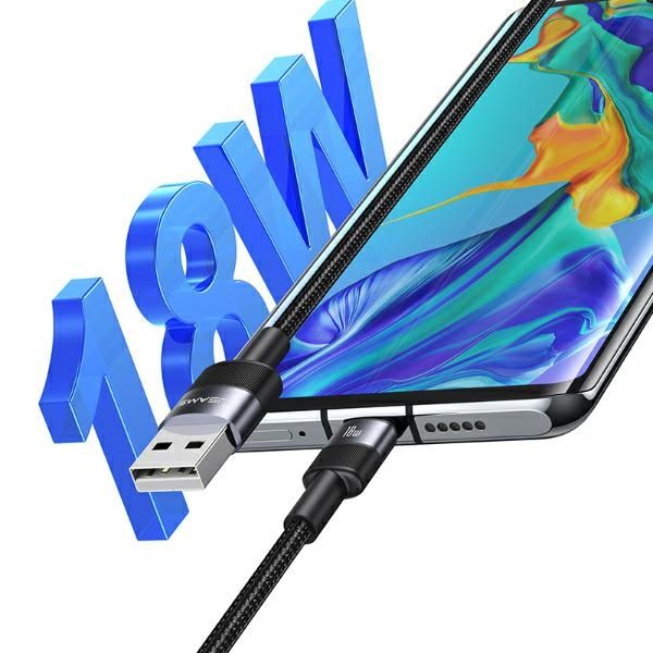 USAMS Kabel USB na USB-C 3A 1.2mFast Charging stalowy/tarnish