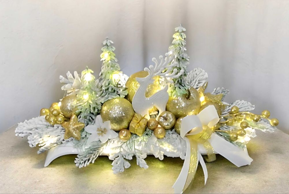 Stroik świąteczny Boże Narodzenie bożonarodzeniowy z lampkami led B300