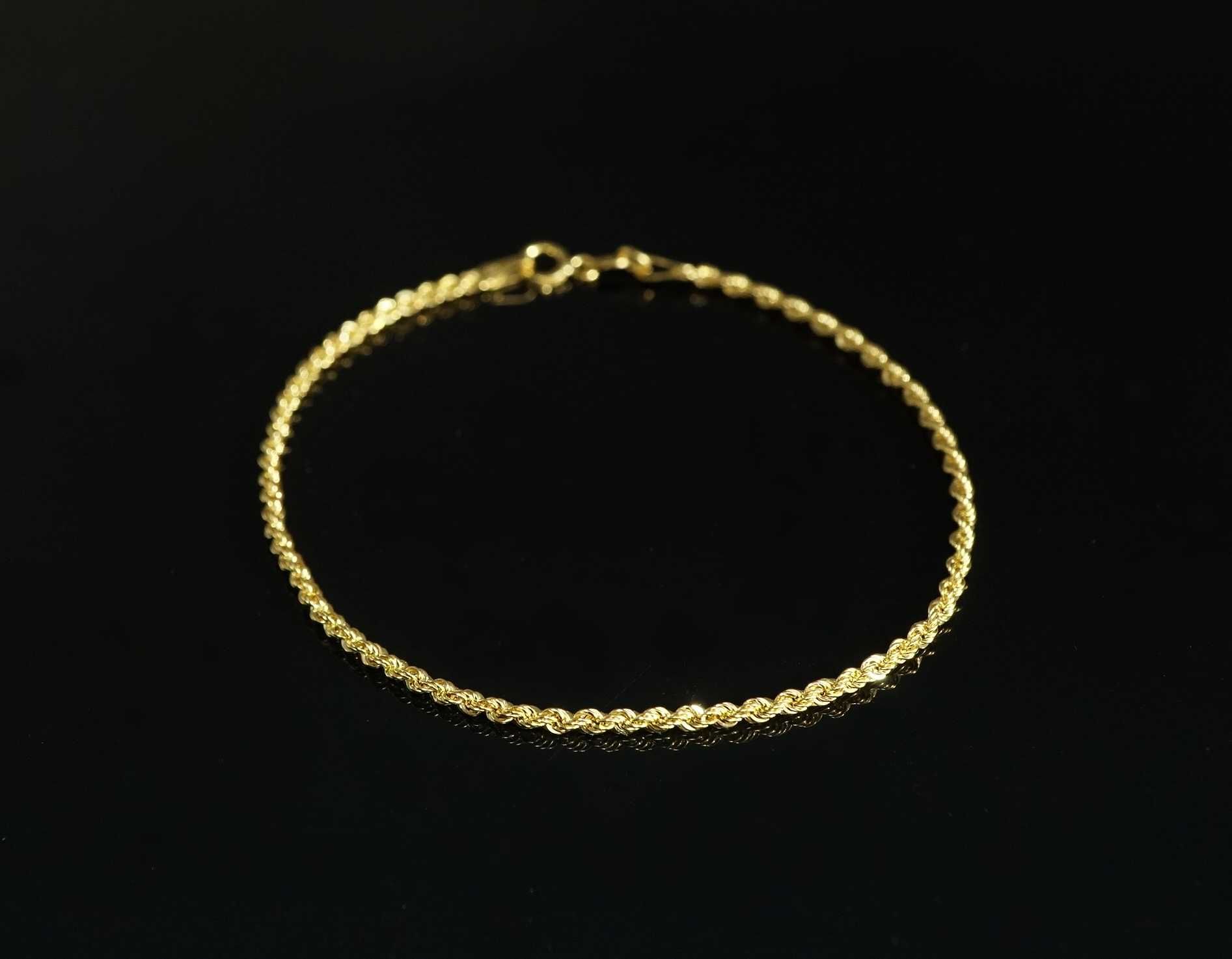 Złoto 585 - złota bransoletka damska splot Kordel
