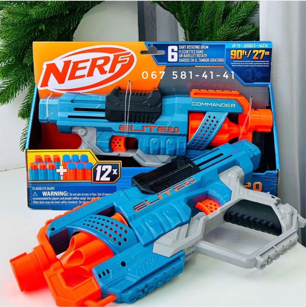 Бластер Nerf Elite 2.0 Commander, чітко на 27 метрів, 12 стріл