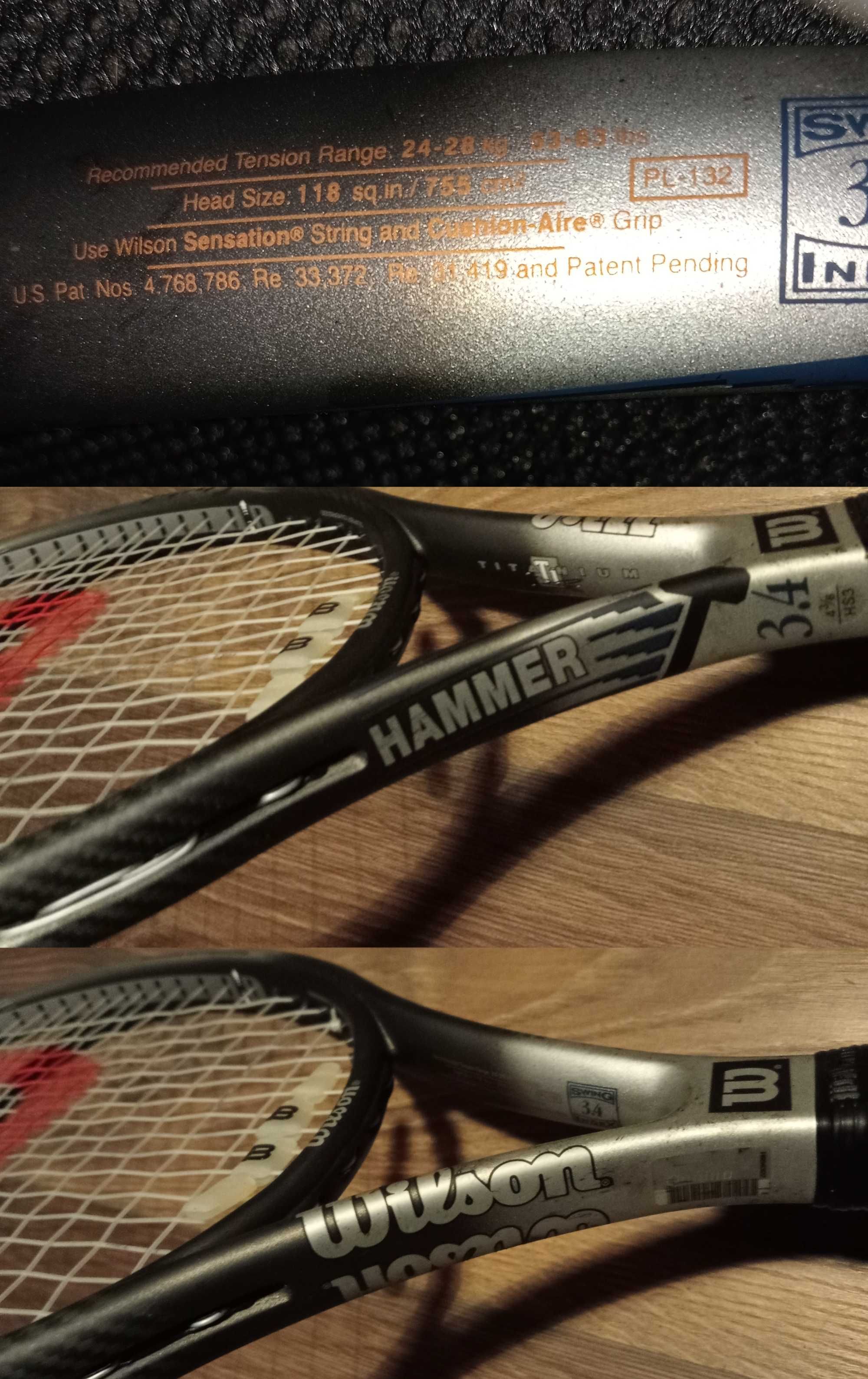 Rakieta tenisowa Wilson Hammer 3.4 Power Holes Titanium Stretch 4 3/8