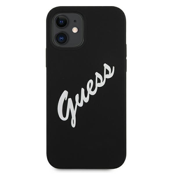 Guess Etui iPhone 12 Mini 5,4" Silicone VintageCzarno Biały