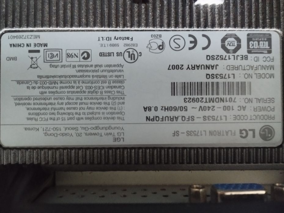 MONITOR LG Flatron L1753S-SF