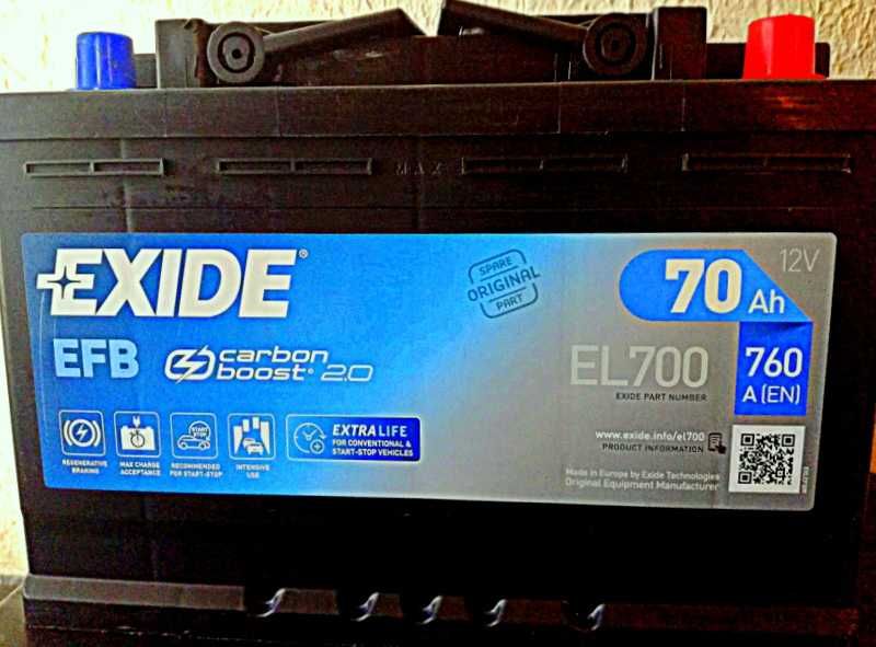 Akumulator EXIDE EFB St-stop 70Ah/760A,P+,Carbon boost 2.0